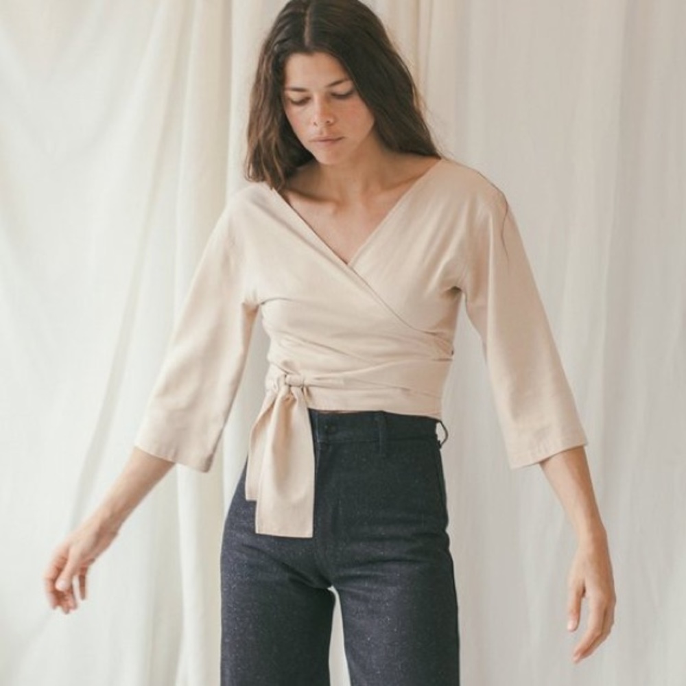 Ozma Of California Silk Wrap Shirt (Olive green)